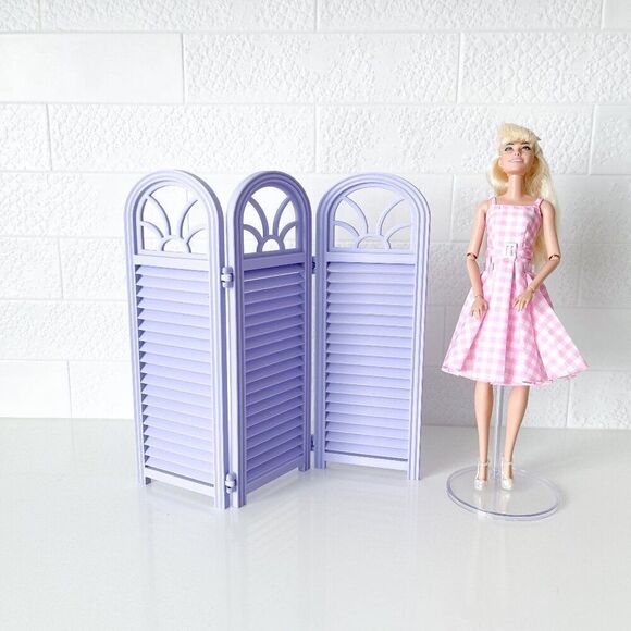 3-Panel Lavender Privacy Screen Doll 1:6 Scale Furniture 12” Barbie Integrity - Picture 1 of 4